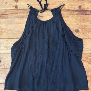 La Hearts Black Embroidered Tank Top